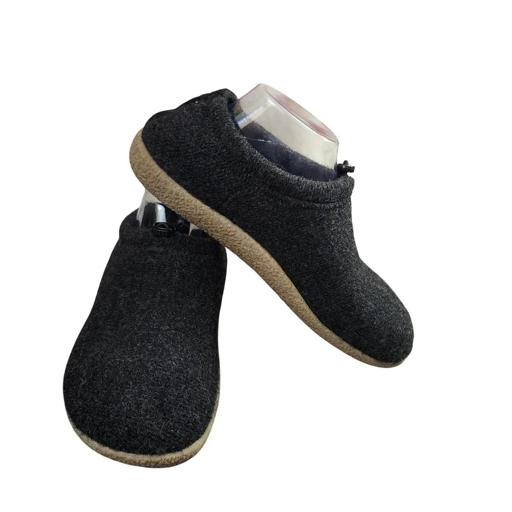 Haflinger Guido Black‎ boiled wool slip-on loafers elastic drawstring M9 L11